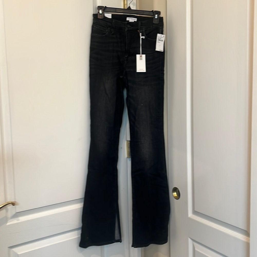 Good American Classic Bootcut Jeans sz 2 (26) Black 218 Cashmere Blend slit